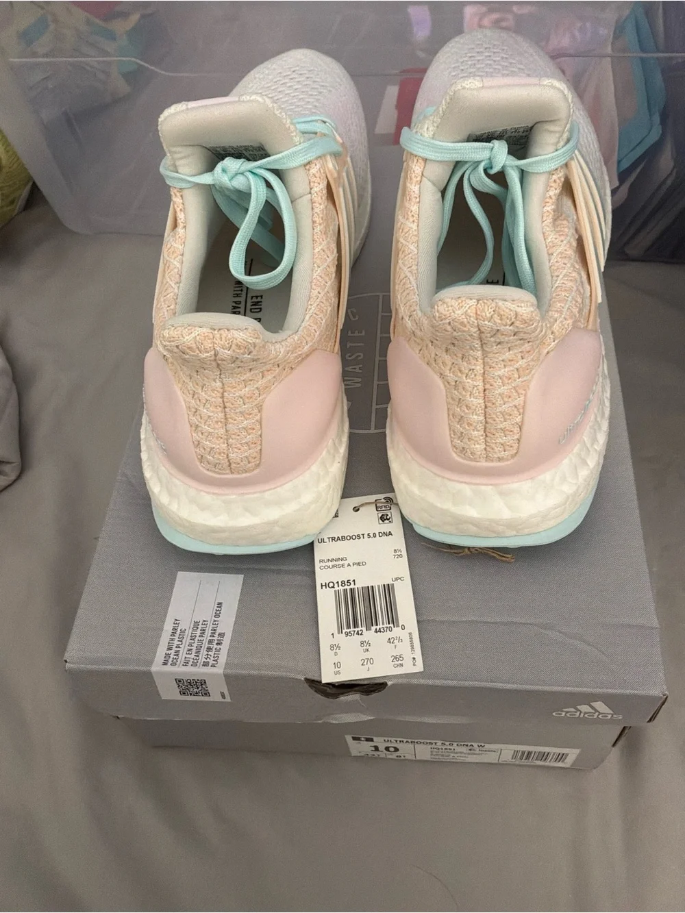 SOLD Adidas Ultraboost Women's Running Shoes Pink White Blue SZ 10